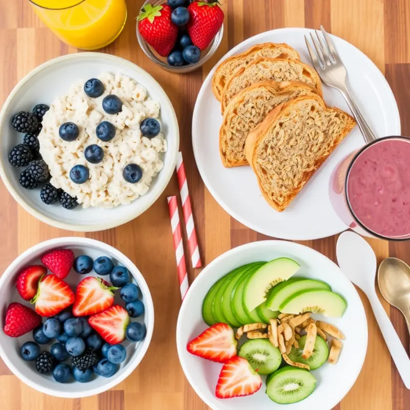 A colorful display of healthy, fiber-rich breakfast options designed to fuel your day.