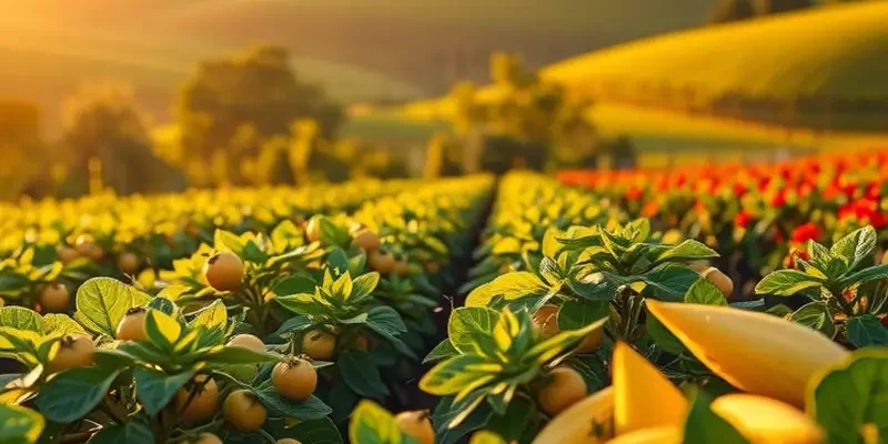A vibrant field demonstrating the abundance of organic fruits and vegetables.