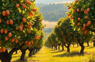 A field with nut-bearing trees, emphasizing their role in healthy nutrition.