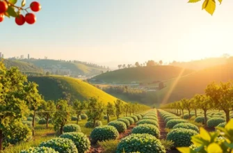 Photorealistic landscape showcasing nature with emphasis on healthy fruit storage.
