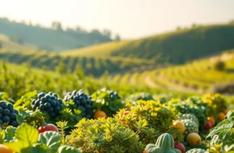A sunlit orchard flourishing with organic fruits and natural elements.