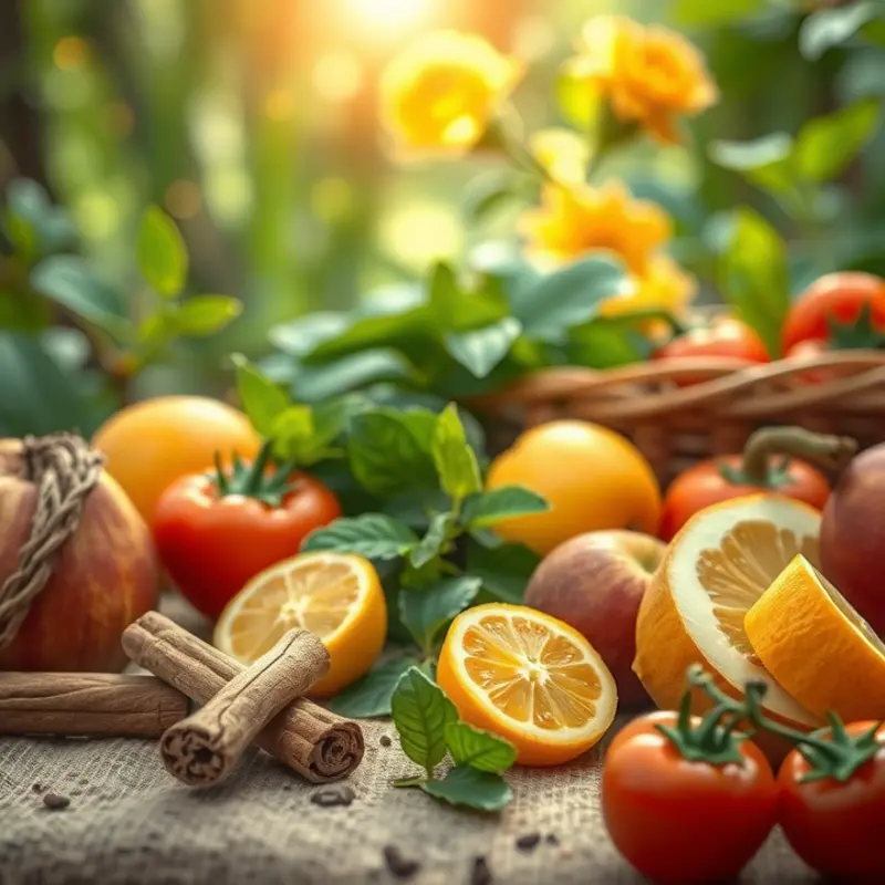 A sunlit field featuring vibrant cinnamon plants, highlighting natural organic elements.