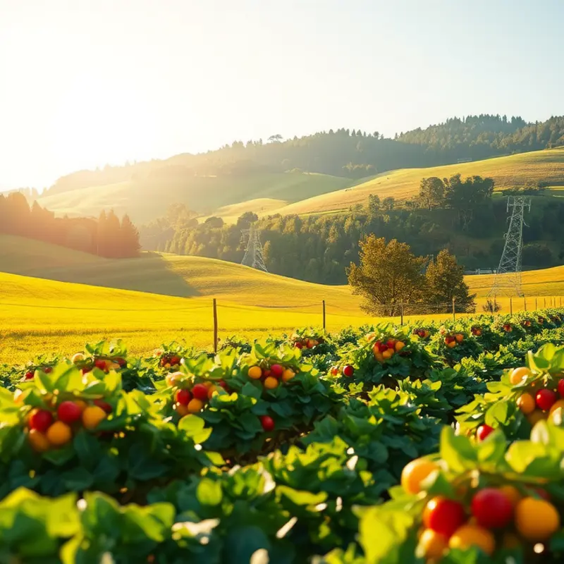 A sunlit garden showcasing vibrant fruits and vegetables essential for skin health.