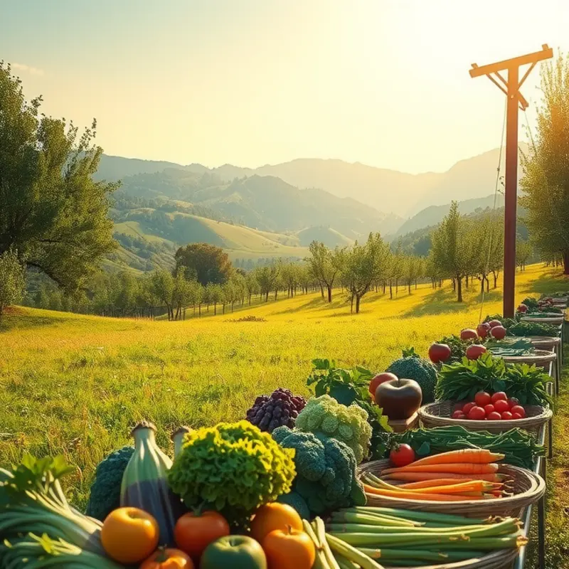 A vibrant garden filled with healthy vegetables and fruits.