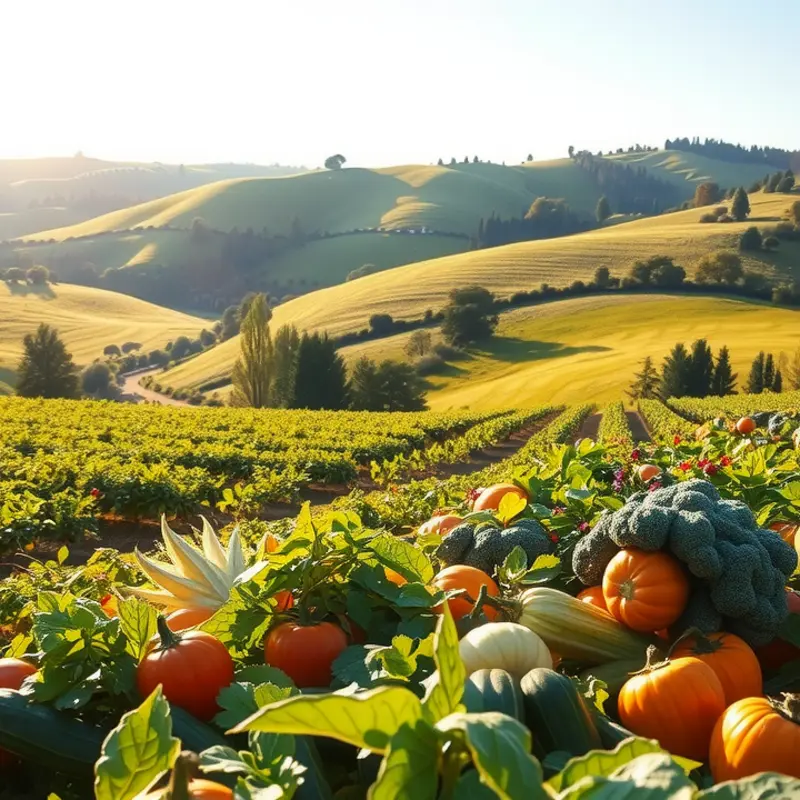 A vibrant field filled with fresh organic produce.