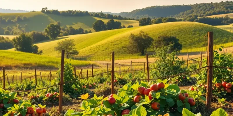 A beautiful organic landscape depicting the harmony of nature and healthy food.