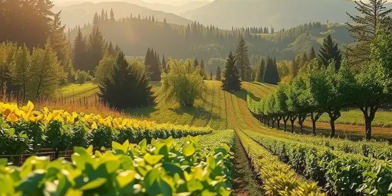 A beautiful natural scene depicting an abundance of fresh produce, highlighting nutrition for healthy blood pressure.