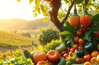 A scenic view of an orchard filled with fresh vegetables and fruits, representing the essence of healthy nutrition.