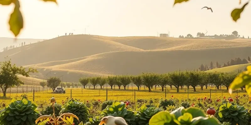 A stunning landscape featuring vibrant ingredients growing naturally in sunlight.
