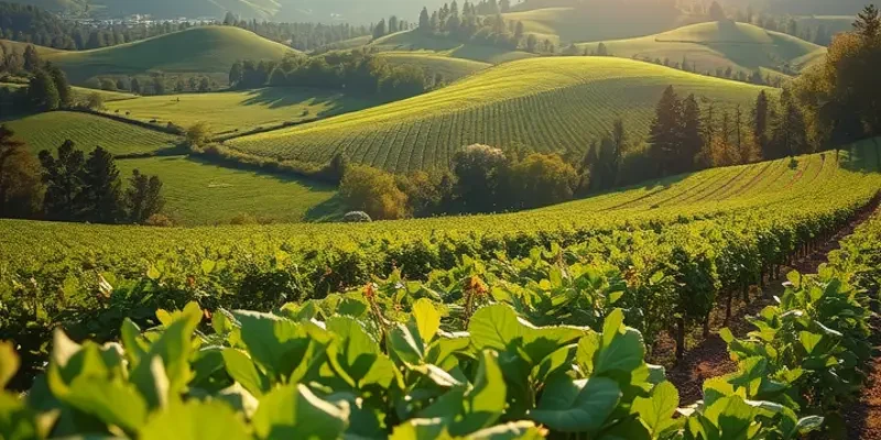 Vibrant field of fresh produce growing in a naturally lush environment, symbolizing health.