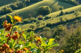 A vibrant landscape representing a sunlit orchard rich with fruits and vegetables, emphasizing the natural essence of cooking.