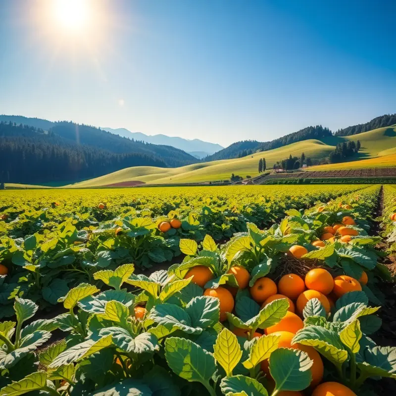 A vibrant landscape showcasing the beauty of nature and organic produce.