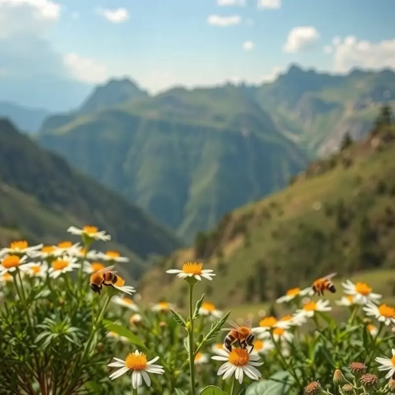 Vibrant wildflower field, a haven for bees creating exquisite honey.