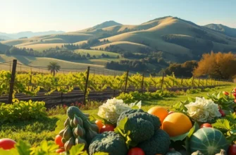 A lush landscape filled with fruits and vegetables, highlighting healthy living.