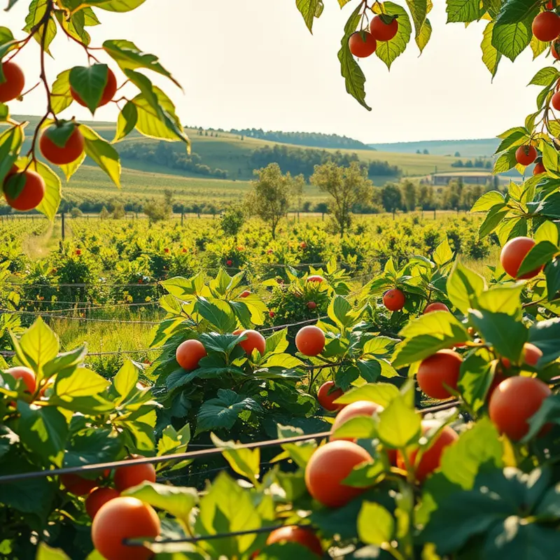 A vibrant sunlit field with abundant organic produce.