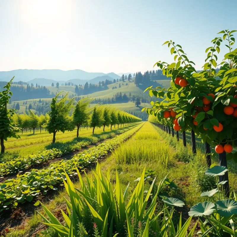 A vibrant field abundant with fresh vegetables, illustrating the origins of kimchi ingredients.