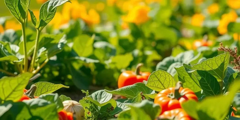 Photorealistic image depicting a lush, sunlit field filled with organic produce, highlighting the theme of kitchen cleanliness.