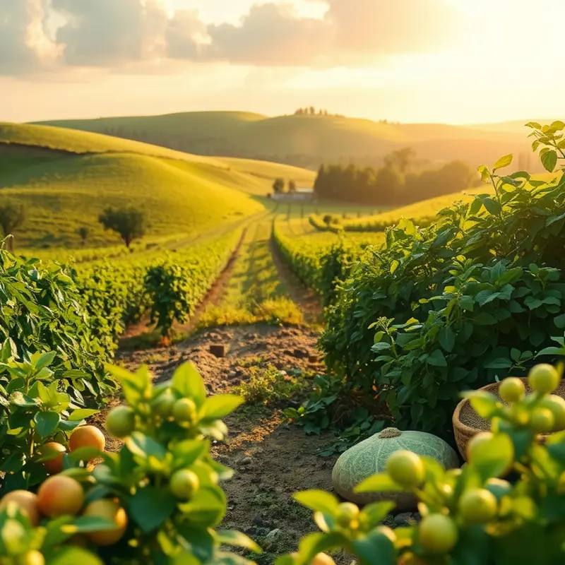 A picturesque field showcasing the beauty of organic produce under a warm sun.