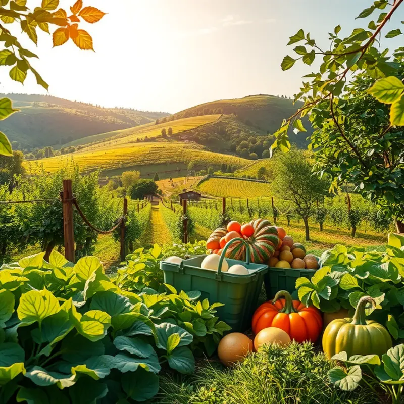 A sunlit field abundant with organic produce.