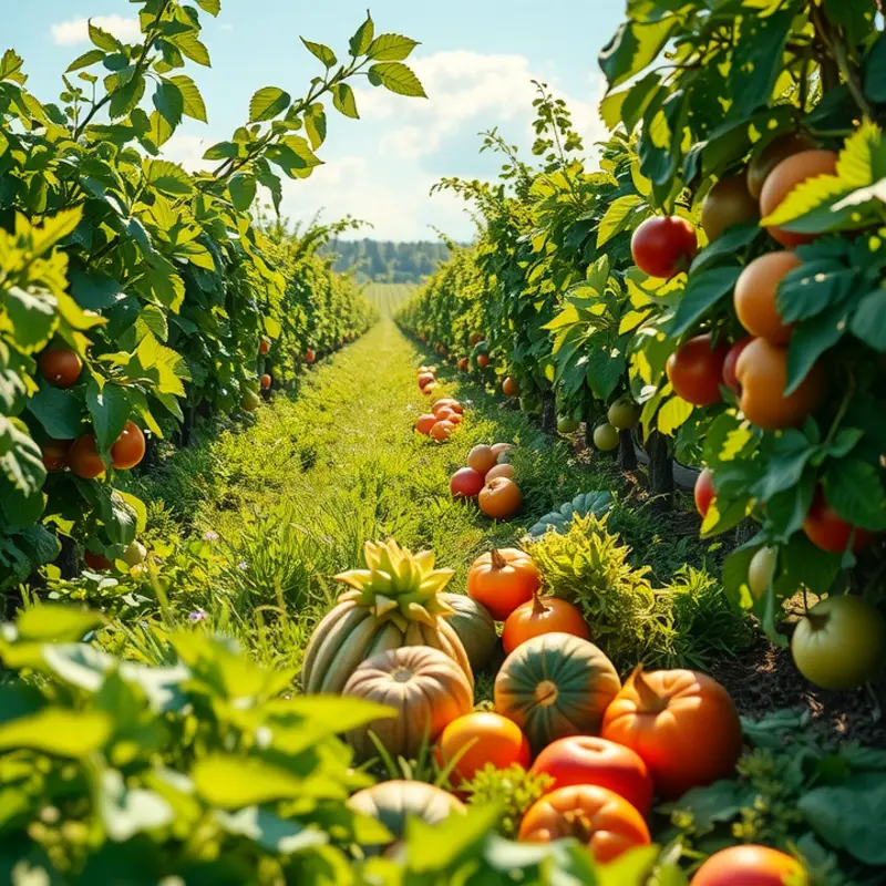 A sunlit field thriving with organic produce.