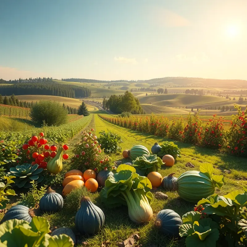A sunlit orchard displaying vibrant produce symbolizing Lunar New Year culinary traditions.