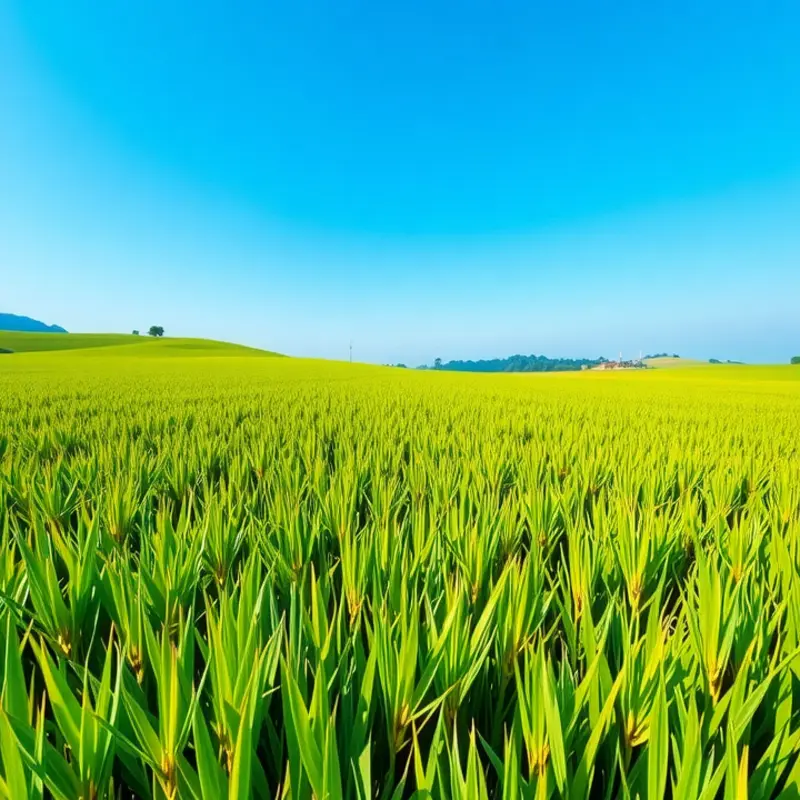 Lush rice paddies ready for harvest, symbolizing the variety and potential of rice cooking.
