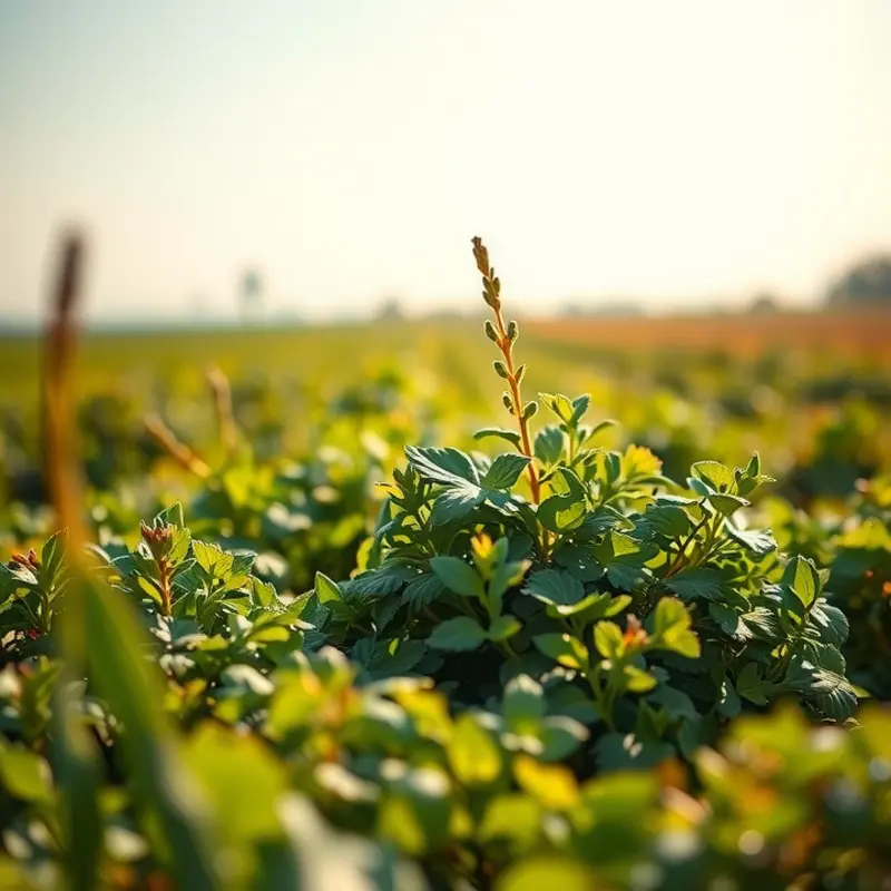A sunlit field showcasing vibrant herbs and spices ideal for marinades.