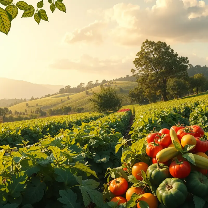 A vibrant landscape showcasing the freshness of organic produce.