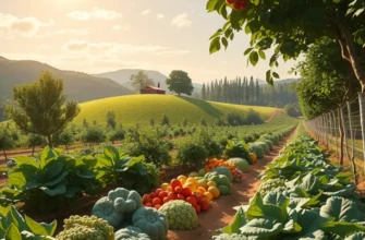 A vibrant sunlit field showcasing organic produce in a natural setting that inspires mindful eating.