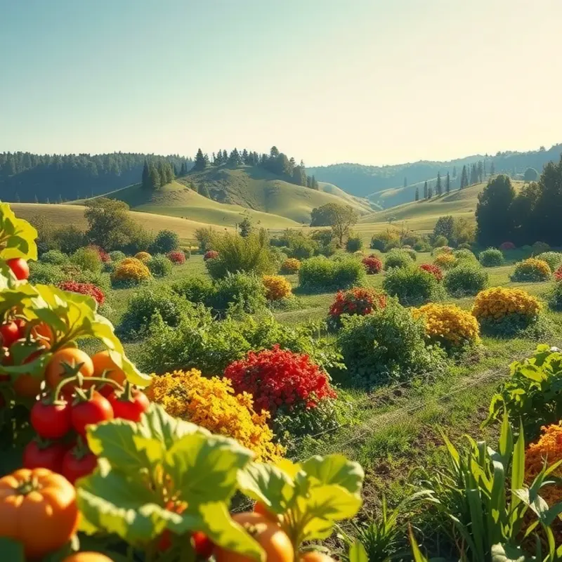 A sunlit field showcasing the abundance of vibrant produce.