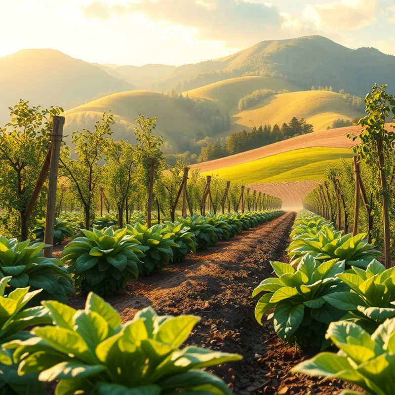 A sunlit field showcasing the abundance of vibrant produce.