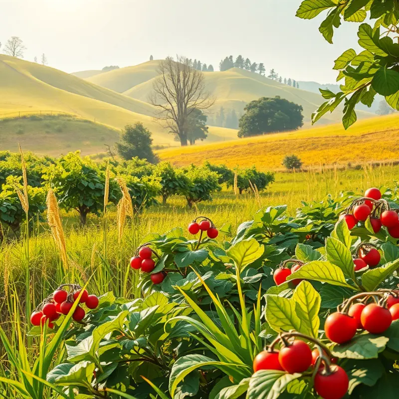 A lush, sunlit field showcasing the abundance of nature’s produce.