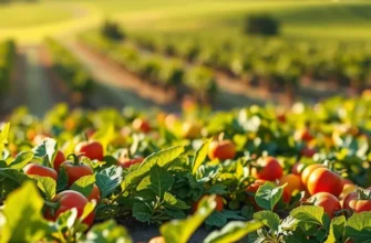 A vibrant natural scene filled with organic produce growing in harmony.