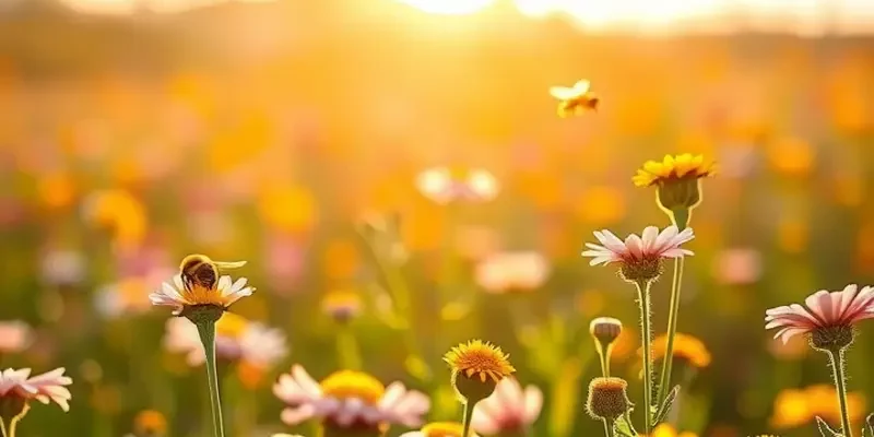 A sunny orchard with vibrant fruits and flowers, demonstrating the organic essence of nature.