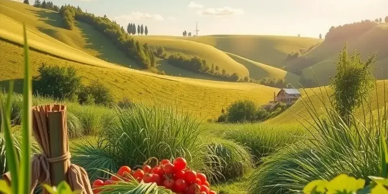 A beautifully manicured vegetable garden filled with vibrant, fresh produce under natural sunlight.
