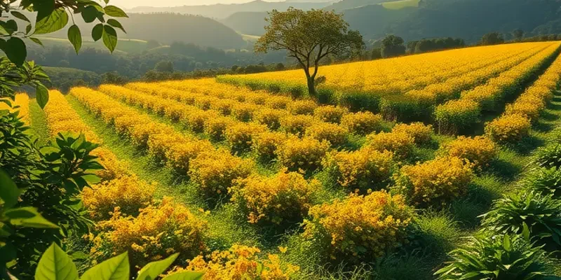 A beautiful sunlit field filled with organic fruits and vegetables, illustrating the harmony of nature and healthy eating.