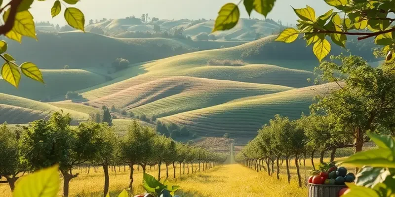 A vibrant natural landscape highlighting the abundance of healthy nutritious foods.