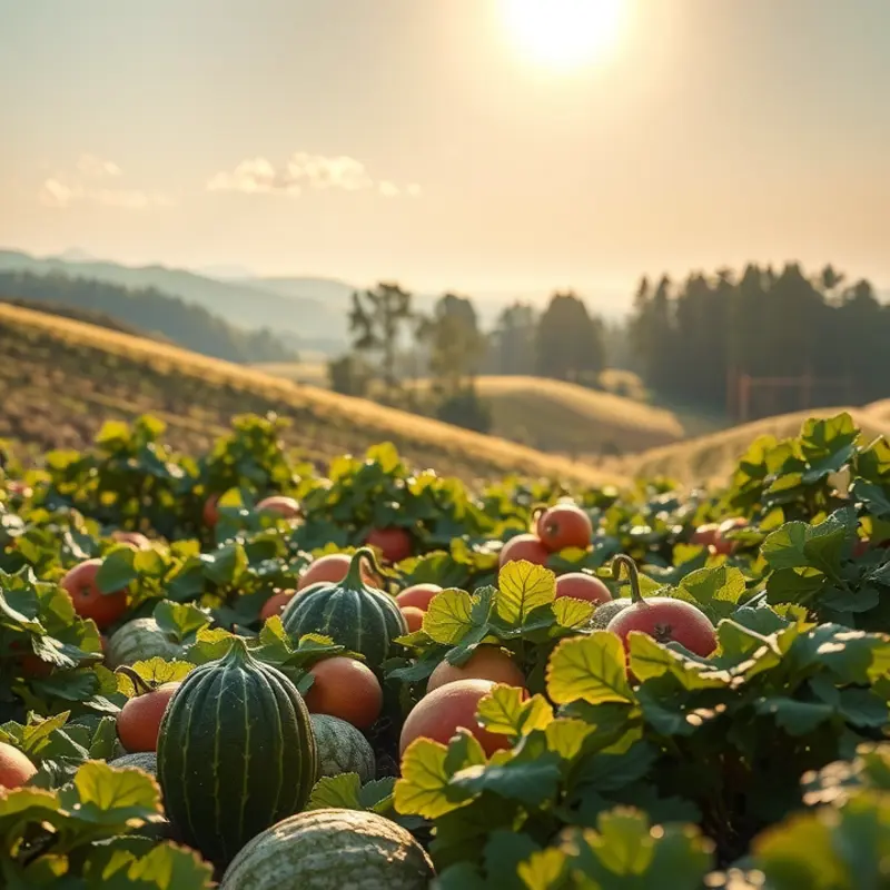 A sunlit orchard showcasing fresh organic produce, ideal for healthy meal inspiration.