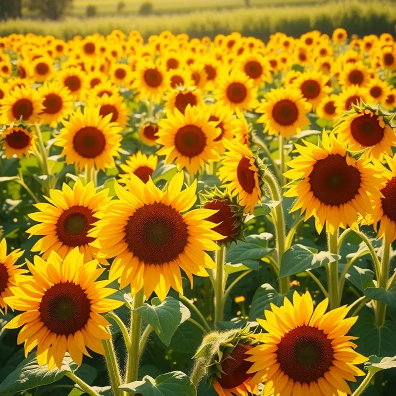 The natural beauty of a sunflower field reflecting the bounty of nutrients contained within the seeds.