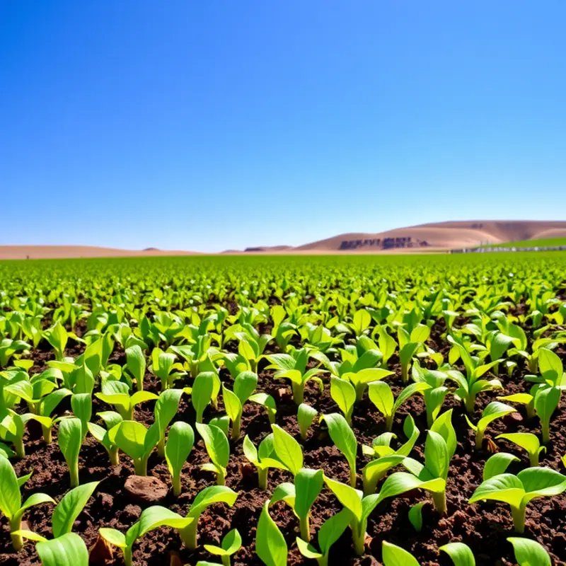 A lush field of vibrant nutritional sprouts thriving under sunlight.