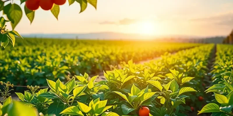 A picturesque sunlit field showcasing vibrant fruits and vegetables, representing fresh and nutritious meal ideas.