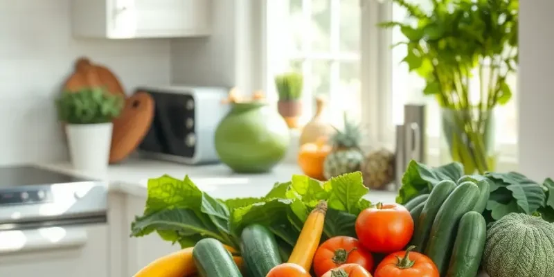 A picturesque field filled with vibrant organic produce under the warm sunlight, embodying a connection with nature.