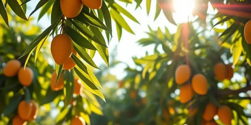 A sunlit field filled with a variety of organic fruits and vegetables growing in harmony with nature.