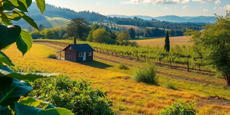 An expansive sunlit field abundant with fresh fruits and vegetables.