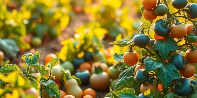 A beautiful natural landscape adorned with vibrant vegetables and fruits, reflecting healthy nutrition.