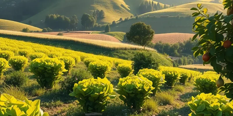A picturesque landscape demonstrating the vibrant growth of vegetables in a natural setting.