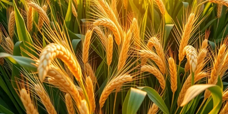 An expansive field with vibrant fruits and vegetables under soft sunlight.
