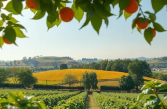 A scenic garden filled with vibrant vegetables and fruits, depicting organic abundance.