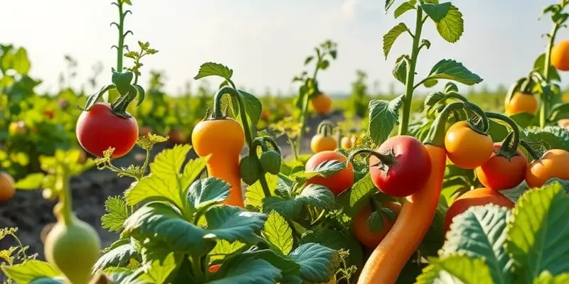 A picturesque landscape featuring organic fruits and vegetables, promoting healthy living.