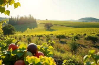 A vivid depiction of an organic landscape, abundant in fresh fruits and vegetables.